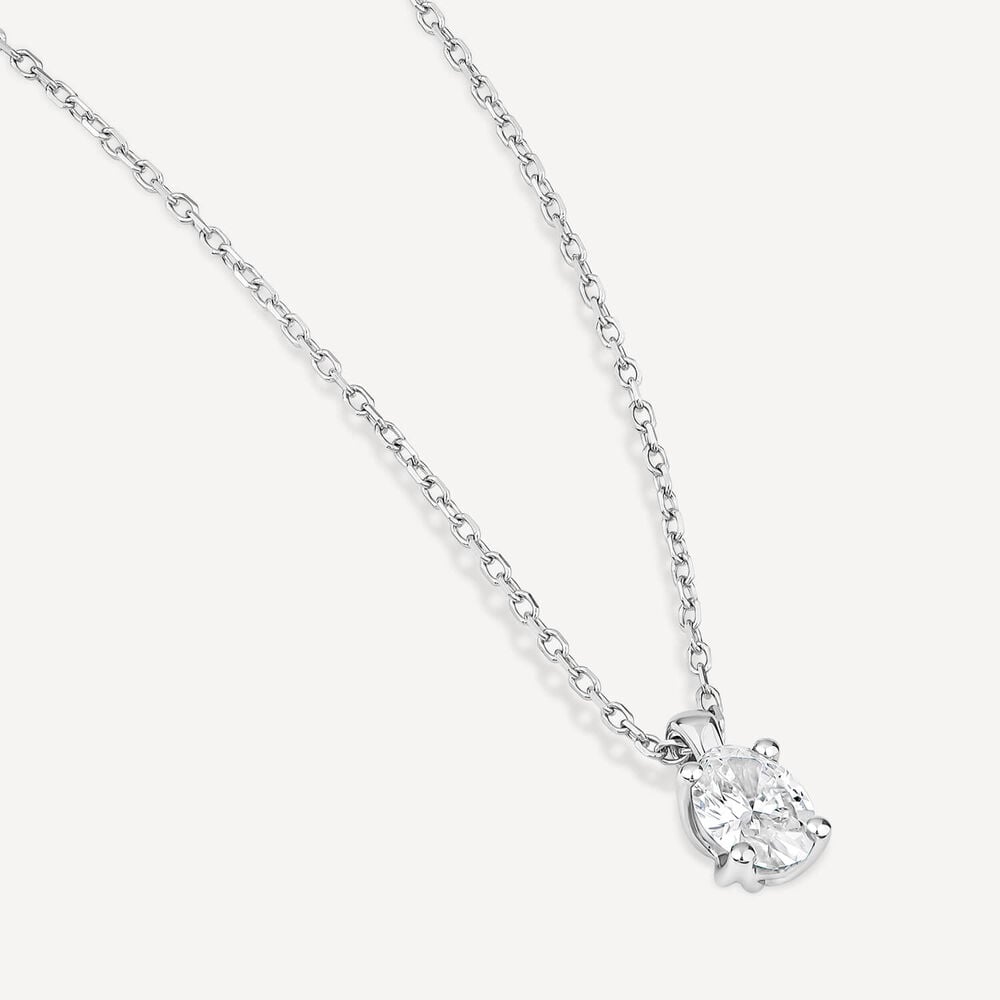 Born 9ct White Gold 0.30ct Lab Grown Oval Diamond Pendant image number 2