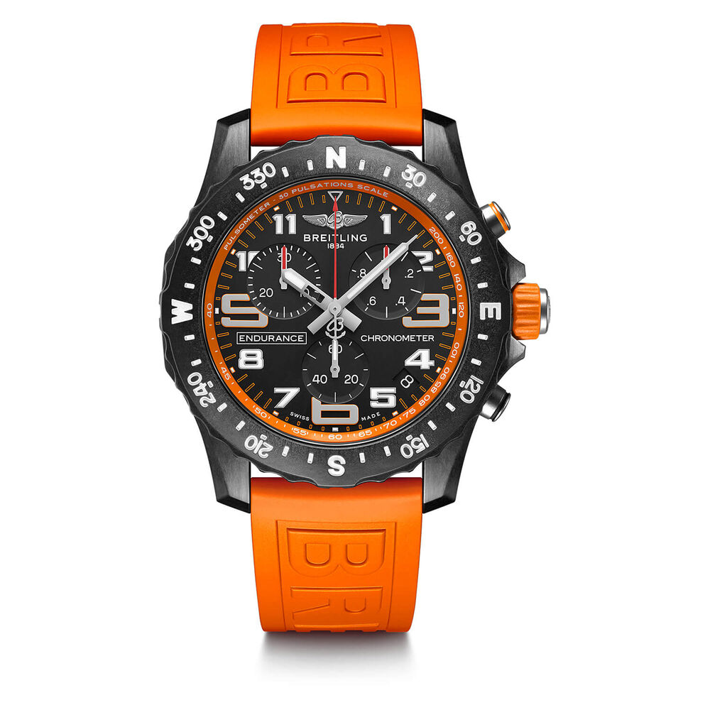 Breitling Endurance Pro 44mm Orange Detail Rubber Strap Watch