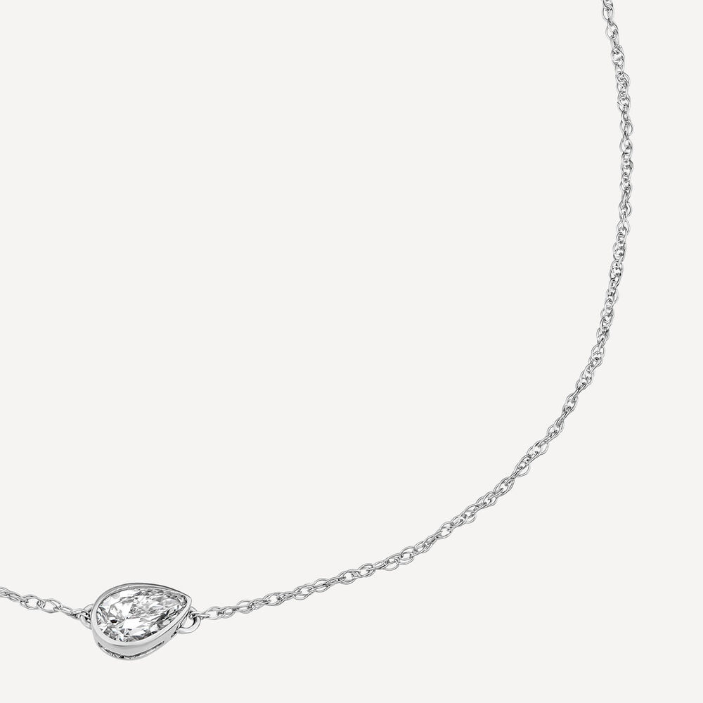 Born Kissed with Diamonds 9ct White Gold Lab Grown 0.20ct Pear Diamond Chain Bracelet image number 1