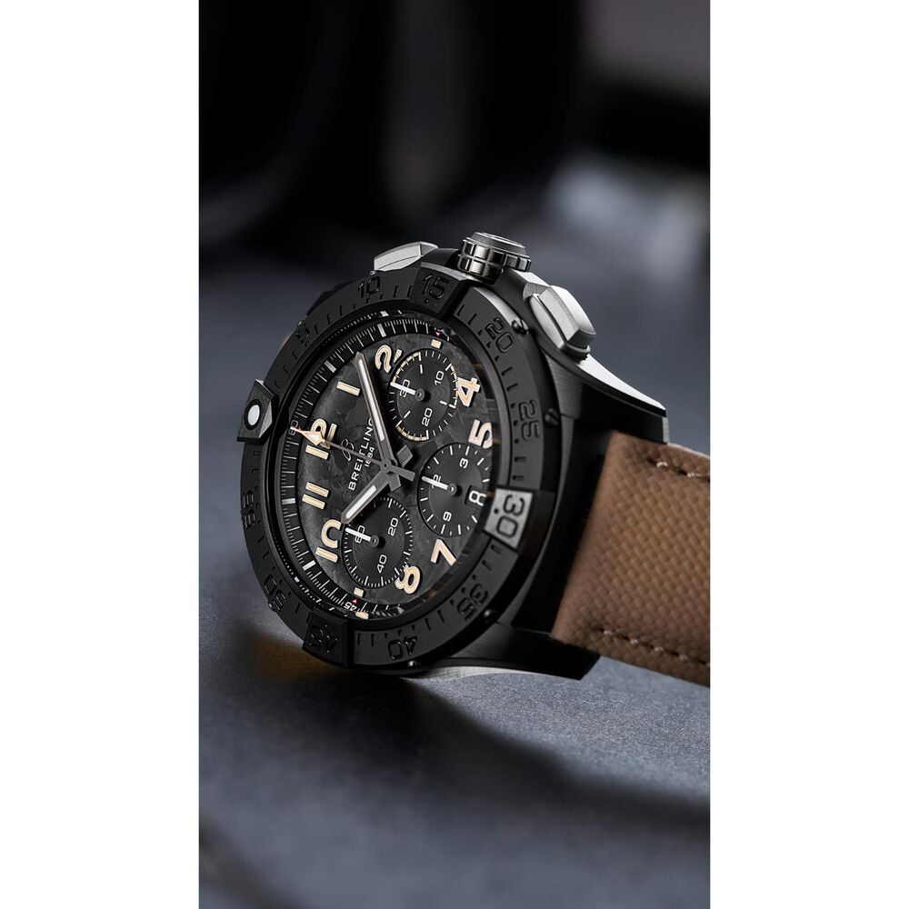 Breitling Avenger B01 Chronograph 42mm Black Dial Beige Leather Strap Watch image number 2