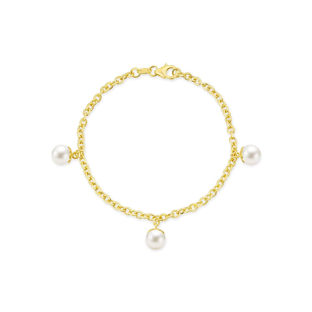 9ct Yellow Gold 8mm Pearl T-Bar Bracelet