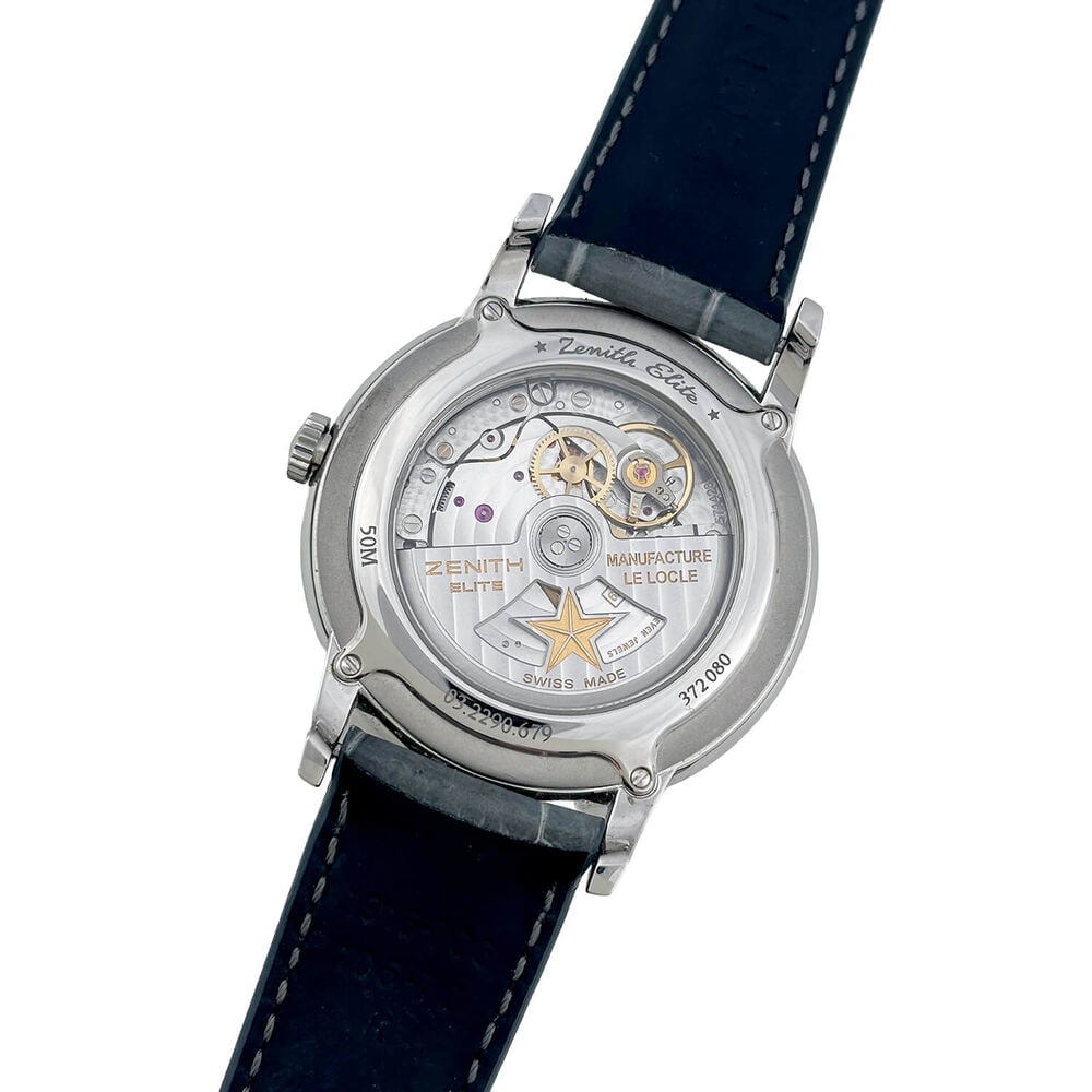 Pre-Owned Zenith Elite Classic 39mm Silver Dial Grey Leather Strap Watch image number 2