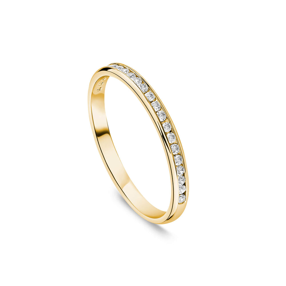 9ct Yellow Gold 2mm 0.10ct Diamond Channel Set Wedding Ring