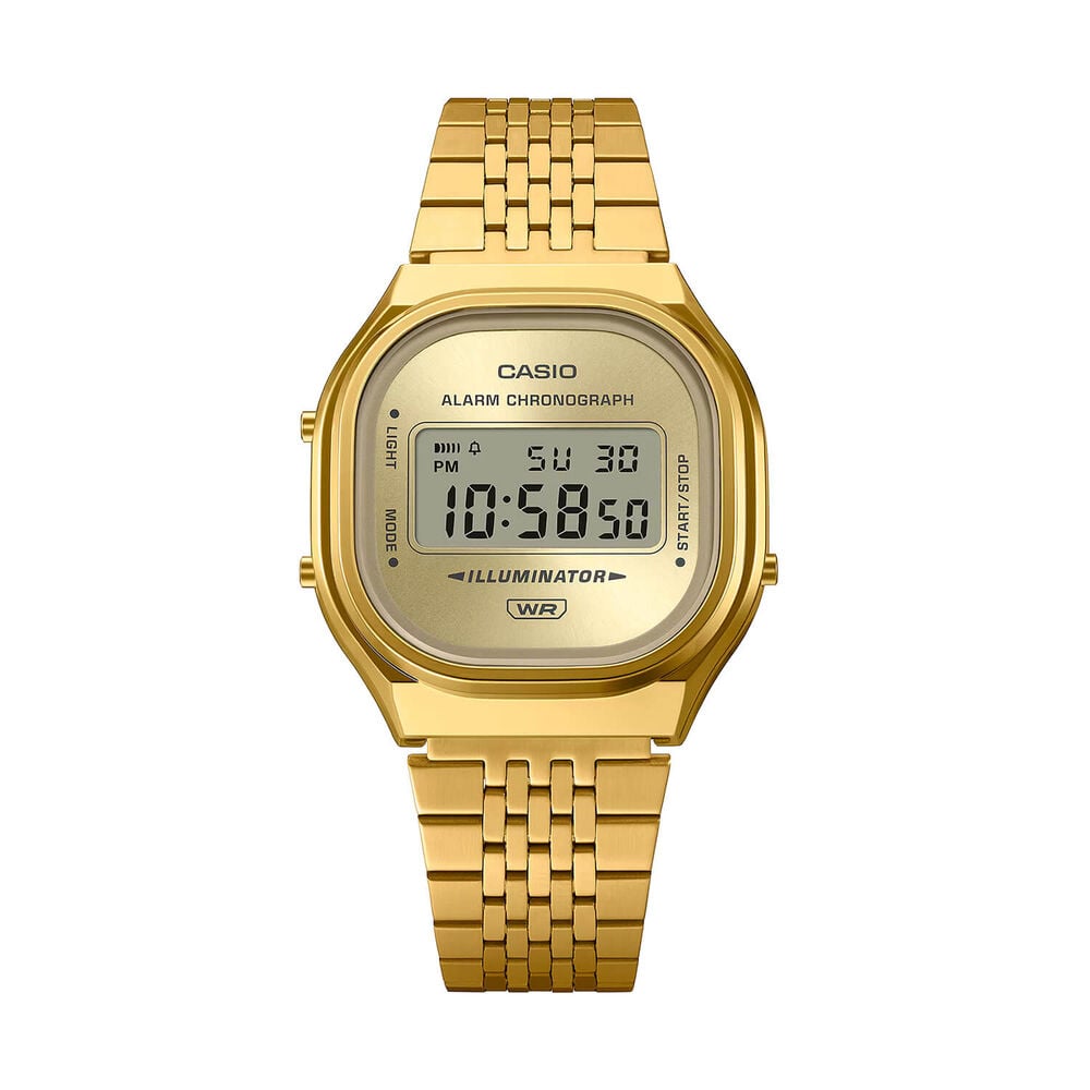 Casio Vintage 39x36.8mm Gold Dial & Gold Ion Plated Steel Bracelet Watch