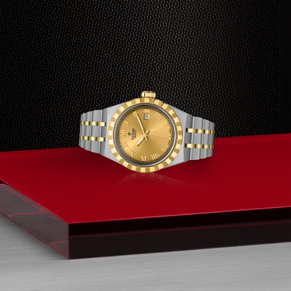 TUDOR Royal 28mm Gold Dial Roman Numerals Two Tone Steel Bracelet Watch