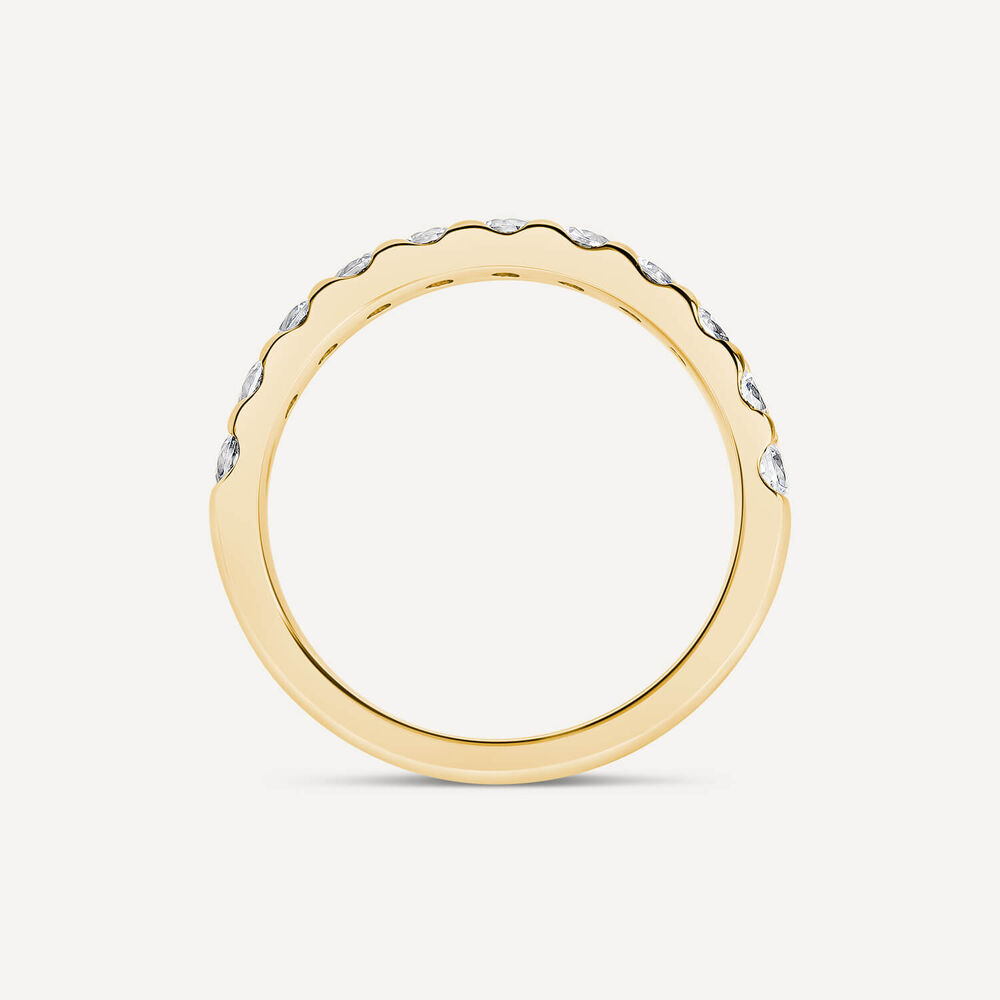 18ct Yellow Gold 3mm 0.70ct Diamond Triangle Claw Wedding Ring- (Special Order) image number 3