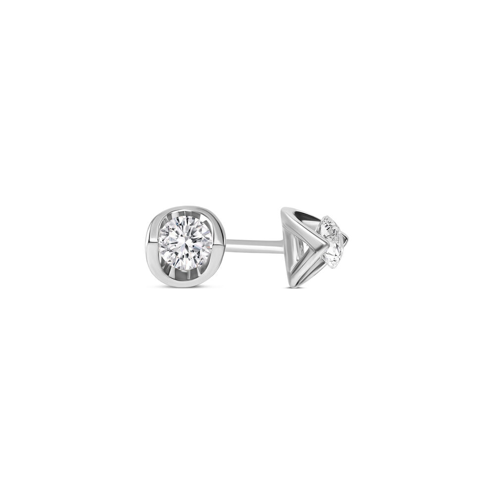 9ct White Gold 0.40ct Diamond Mirror Setting Stud Earrings image number 2