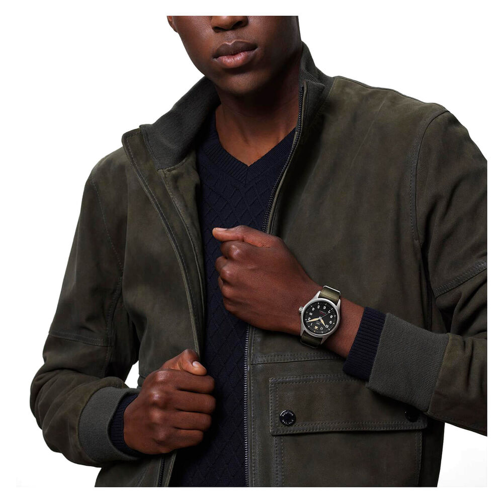 IWC Schaffhausen Pilot's Watch Automatic Spitfire Black Dial Green Strap Watch image number 6