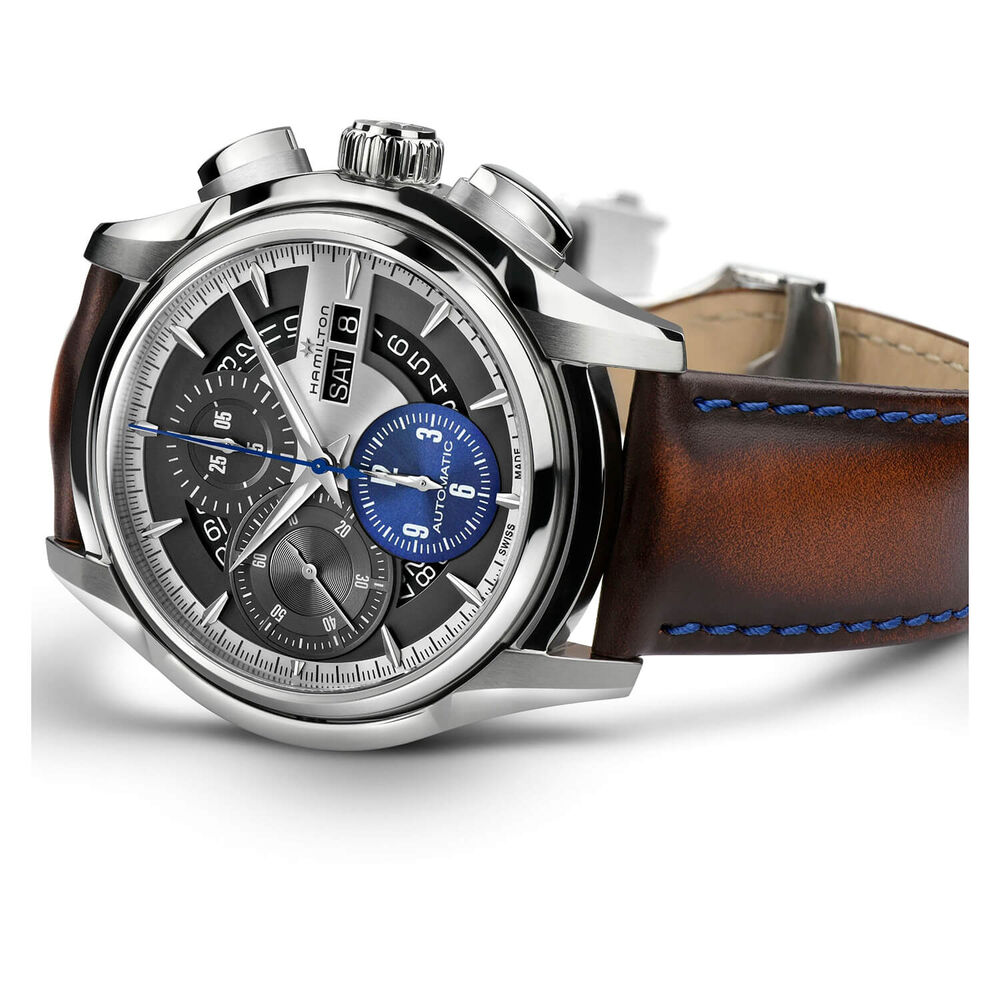 Hamilton Jazzmaster Face2Face 44mm Silver Dial Brown Strap Watch image number 3