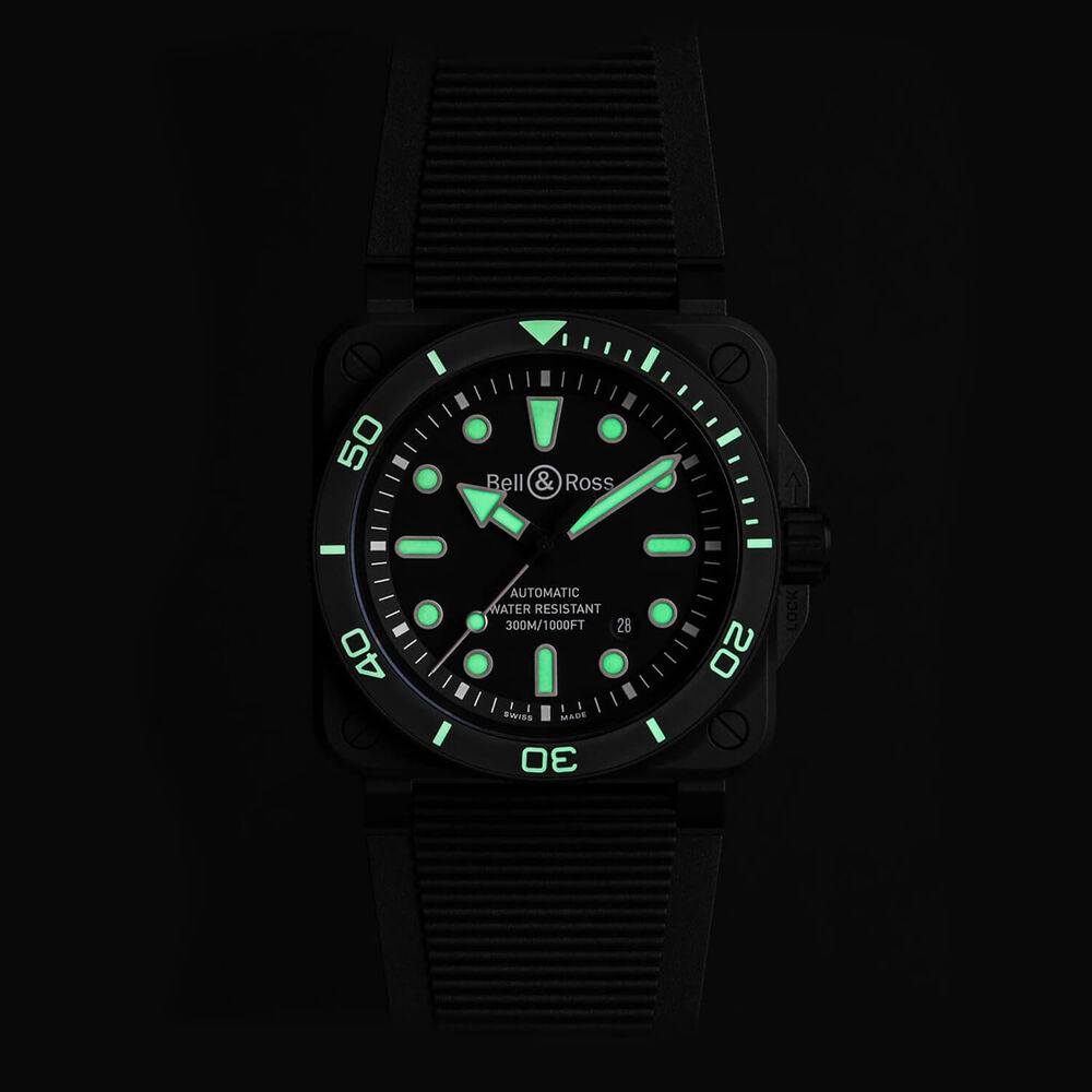 Bell & Ross BR 03 Diver Black Matte Ceramic 42mm Dial Rubber Strap Watch image number 6