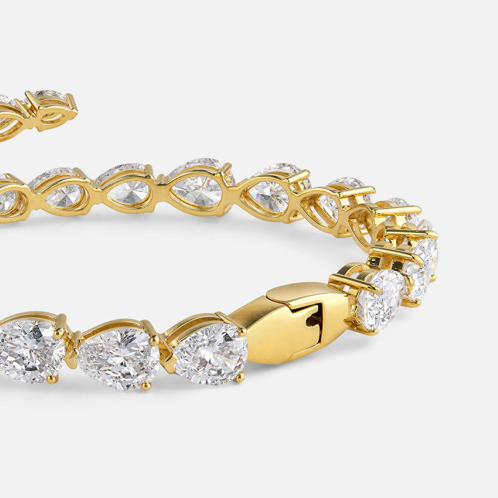 Yellow Gold Plated Sterling Silver Pear Cubic Zirconia Bangle