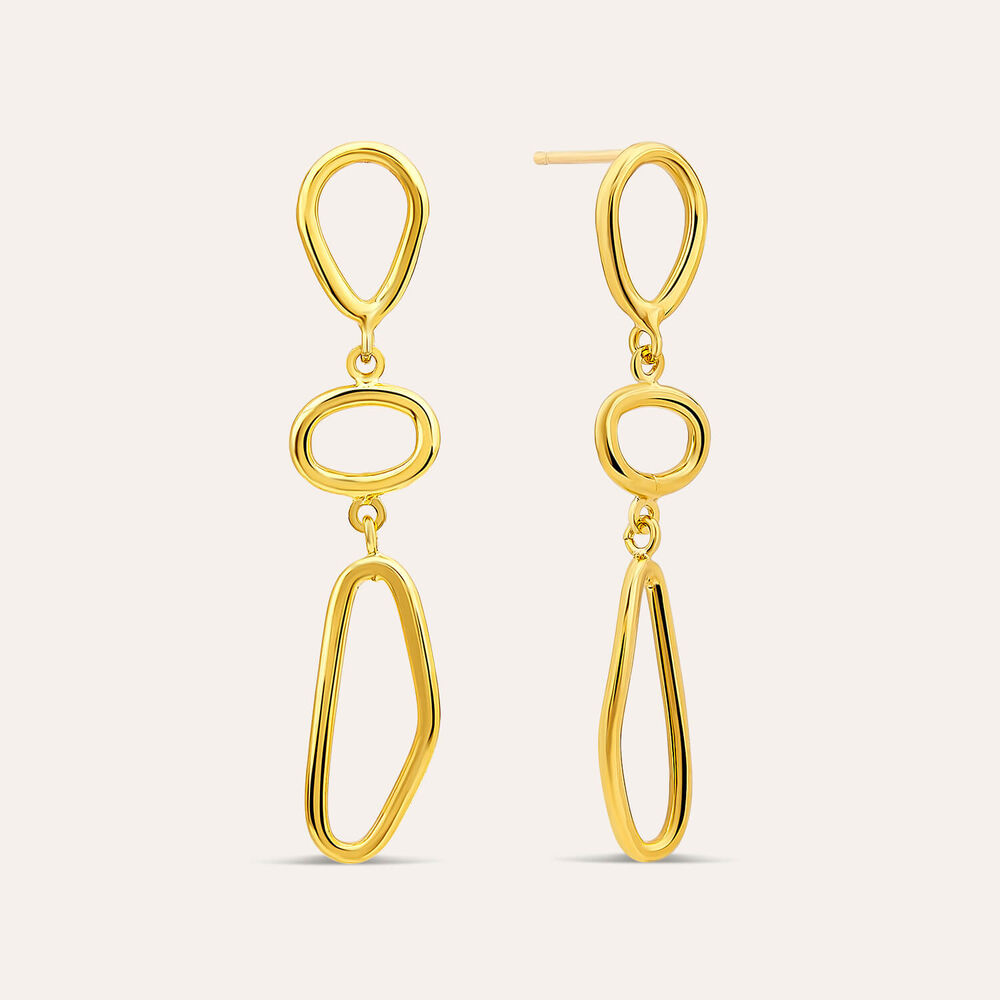 Yellow Gold Plated Sterling Silver Open Tear Loop Drop Earrings