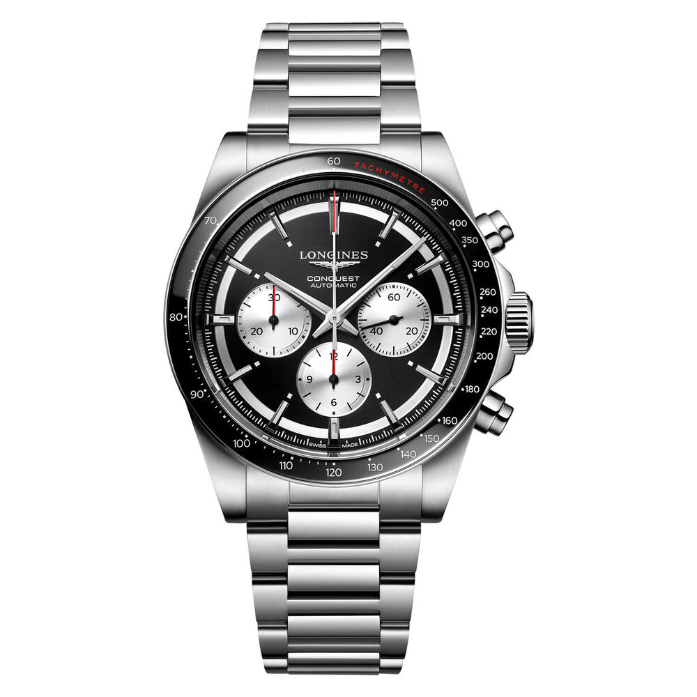 Longines Conquest 2023 42mm Black Dial Ceramic Case Stainless Steel Bracelet Watch image number 0