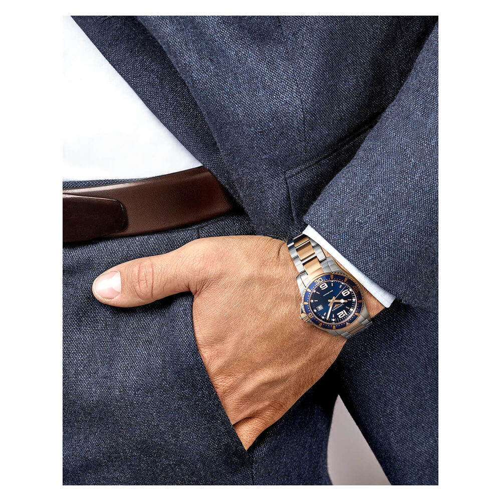 Longines Diving HydroConquest Blue Rose Gold & Steel Case Bracelet Watch image number 5