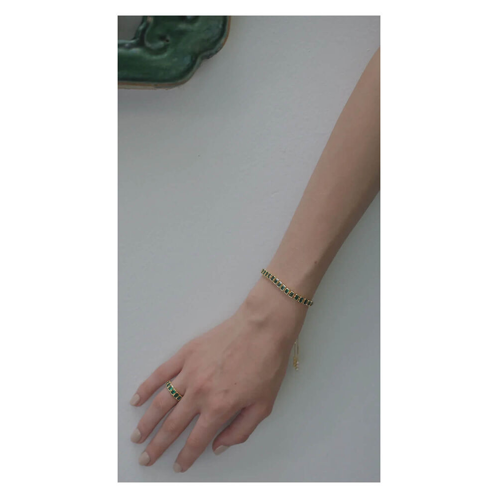 CARAT* London Cassidy Emerald Yellow Gold Vermeil Adjustable Bracelet image number 3