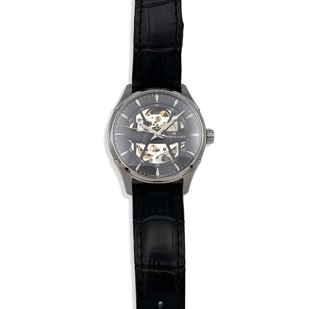Pre-Owned Hamilton Jazzmaster Skeleton Auto 40mm Black Dial Black Strap Watch
