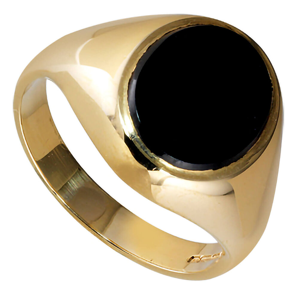 Men's 9ct gold onyx signet ring