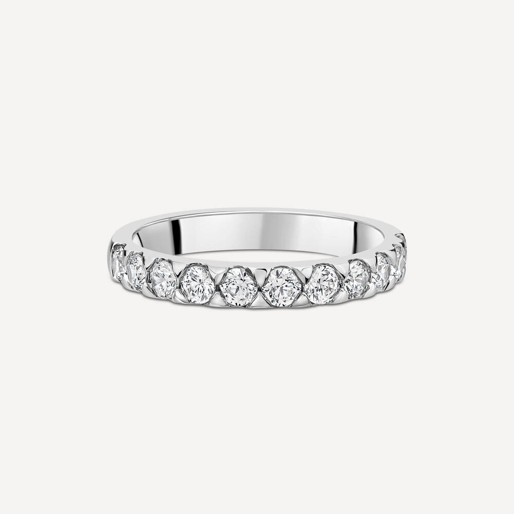 9ct White Gold 3mm 0.70ct Diamond Triangle Claw Wedding Ring- (Special Order) image number 2