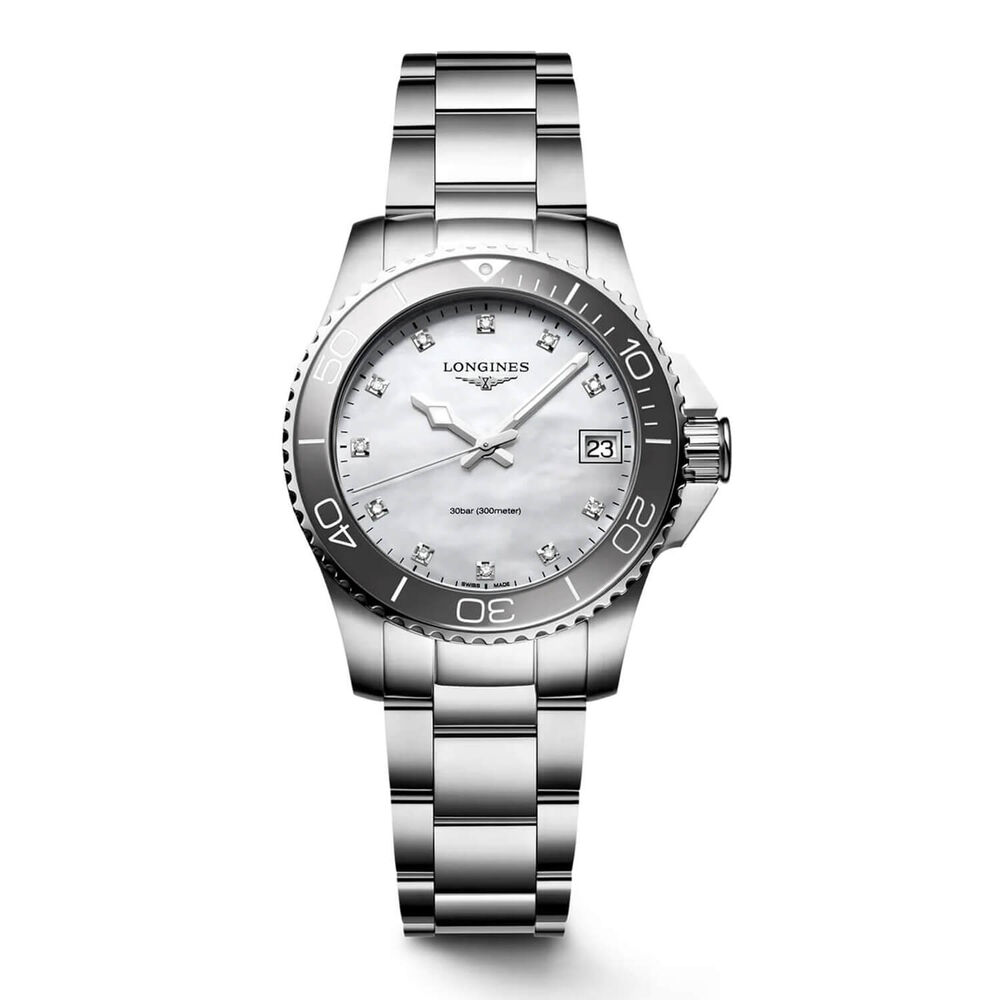 Longines Hydroconquest Ladies 32mm Pearlised Dial Steel & Ceramic Case Watch image number 0