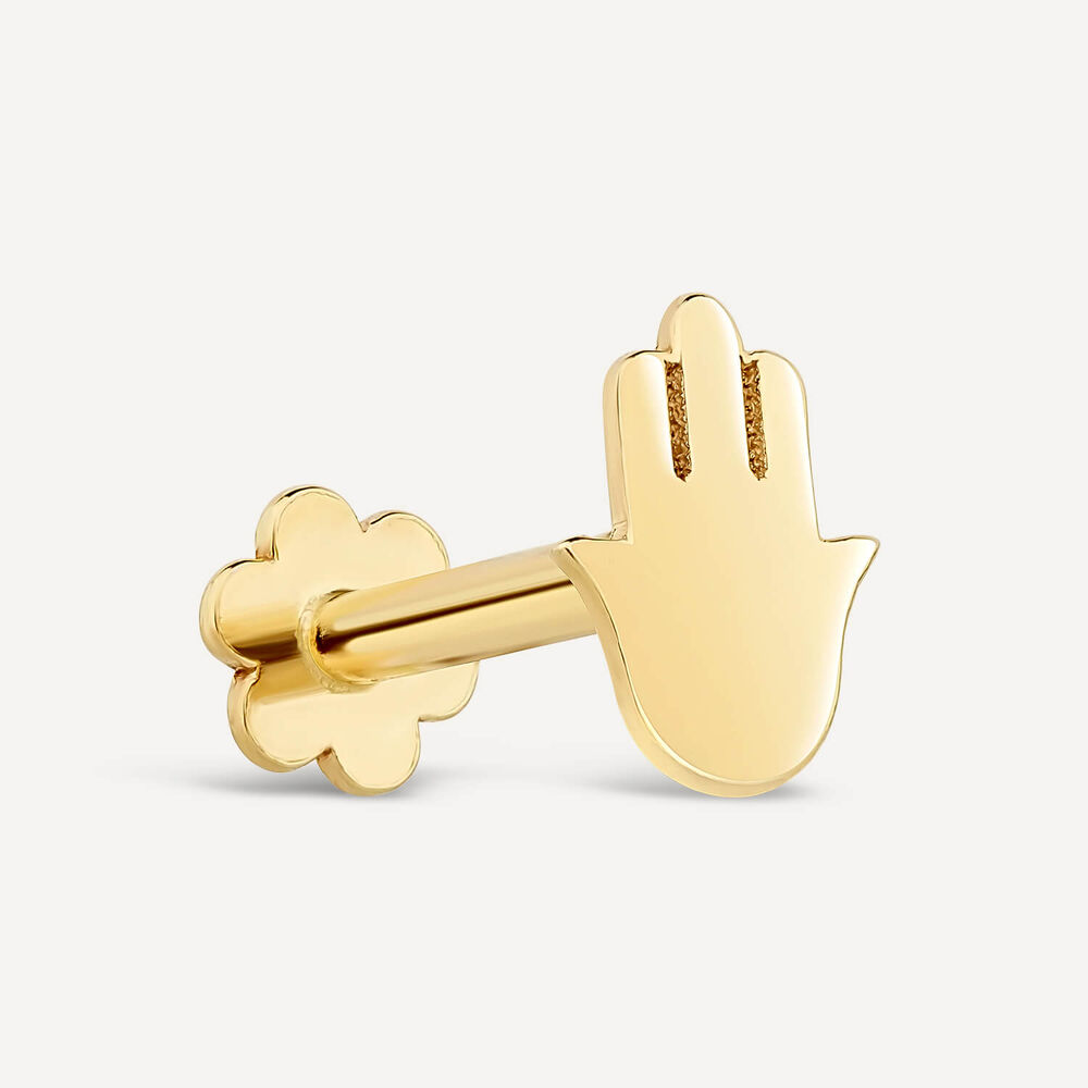 9ct Yellow Gold Hand Single Stud Earring image number 1