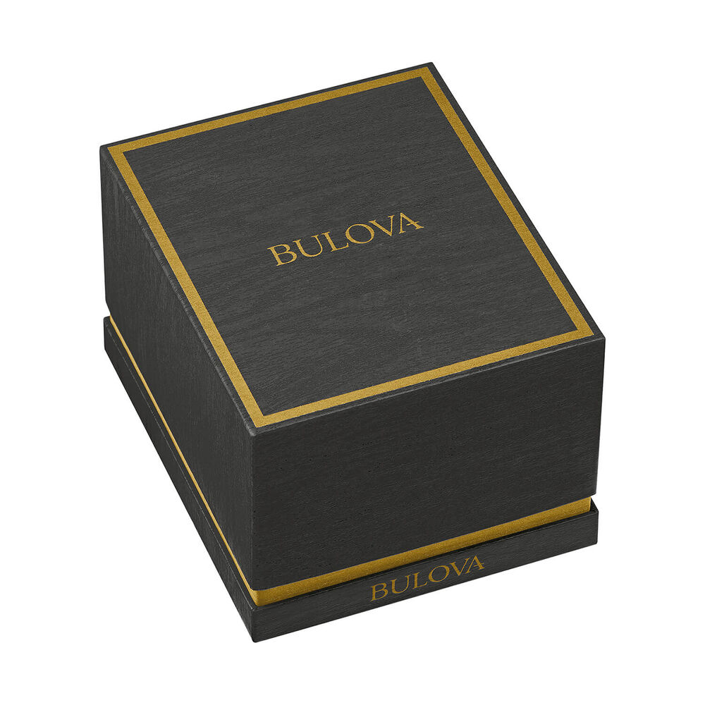 Bulova Sutton Automatic 43mm Black Skeleton Dial Ion Plated Case Leather Strap Watch image number 3