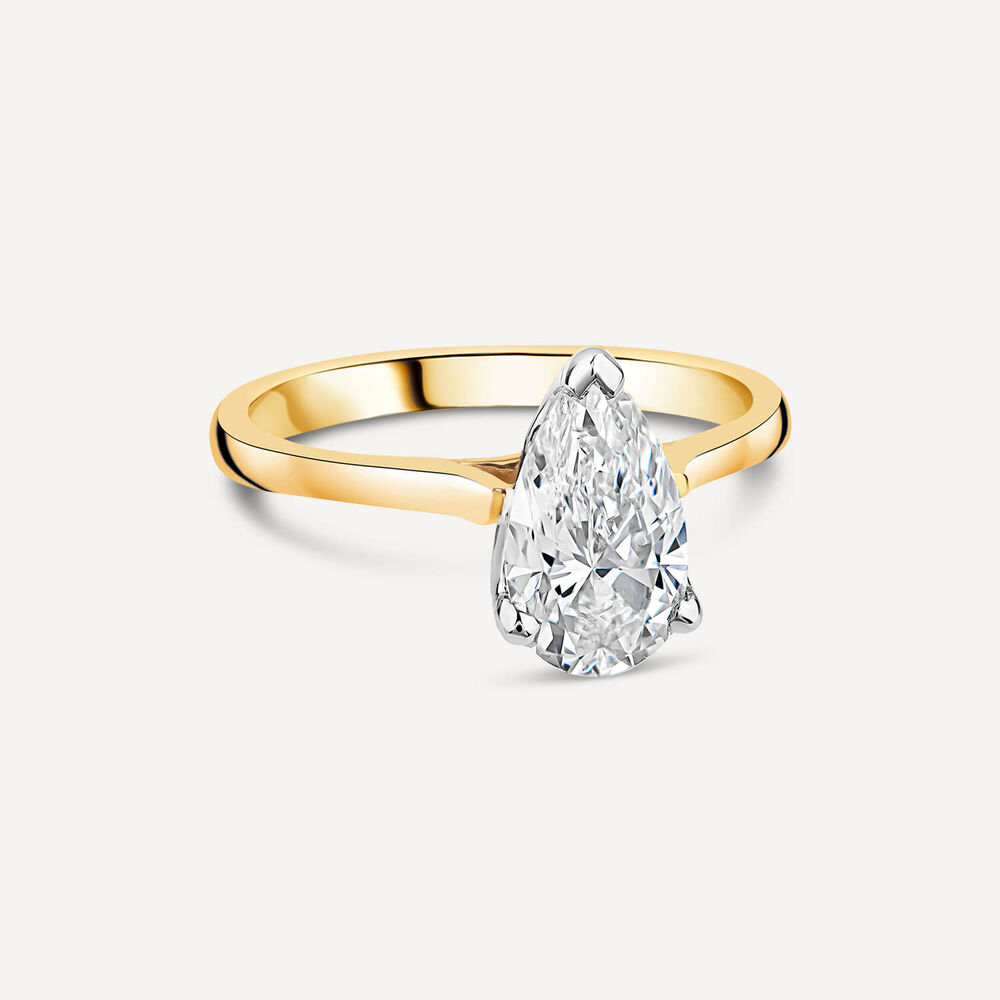 Born 18ct Yellow Gold Lab Grown 1.50ct Pear Diamond Ring image number 2
