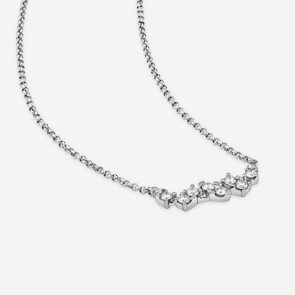 9ct White Gold 0.23ct 10 Stone Diamond Wave Necklet image number 3
