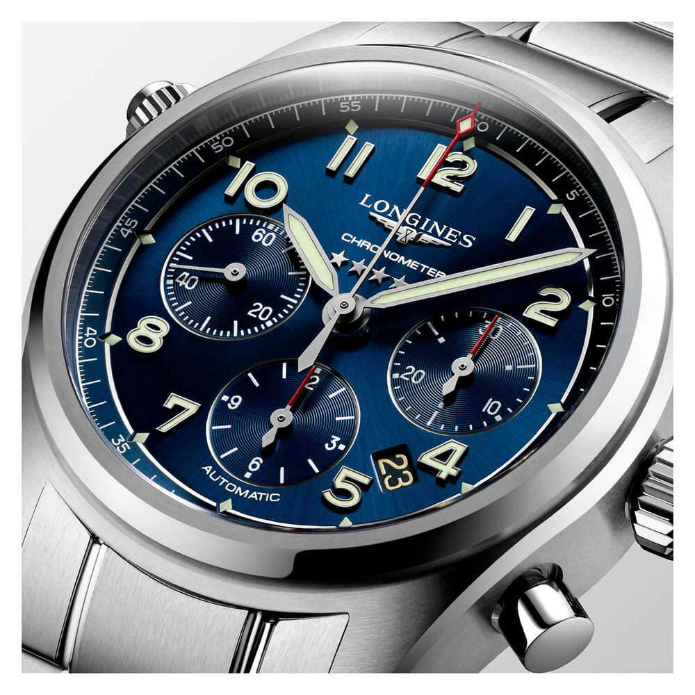 Longines Spirit 42mm Blue Chronograph Steel Case Watch image number 2