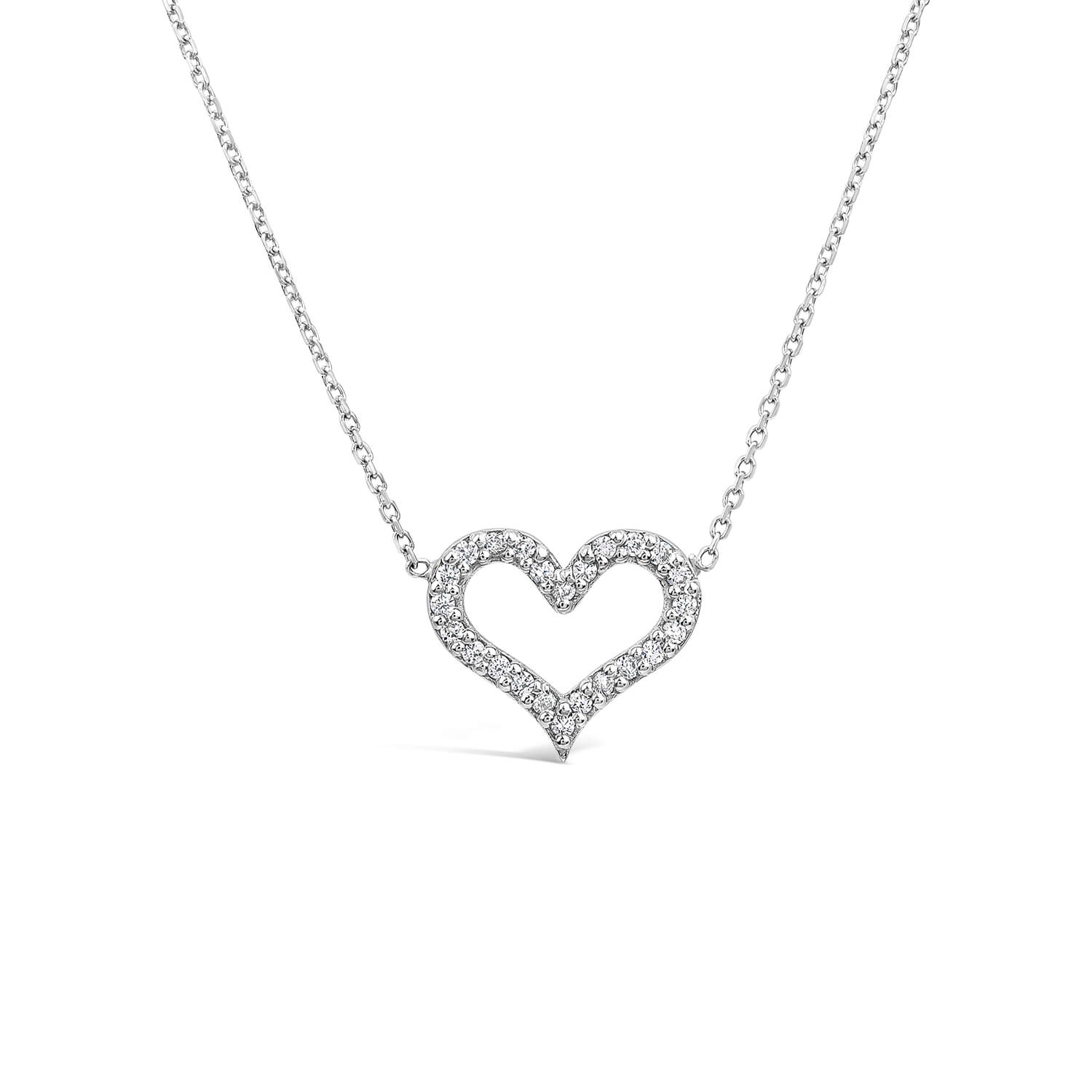 9ct Gold Cubic Zirconia Heart Necklet Ladies