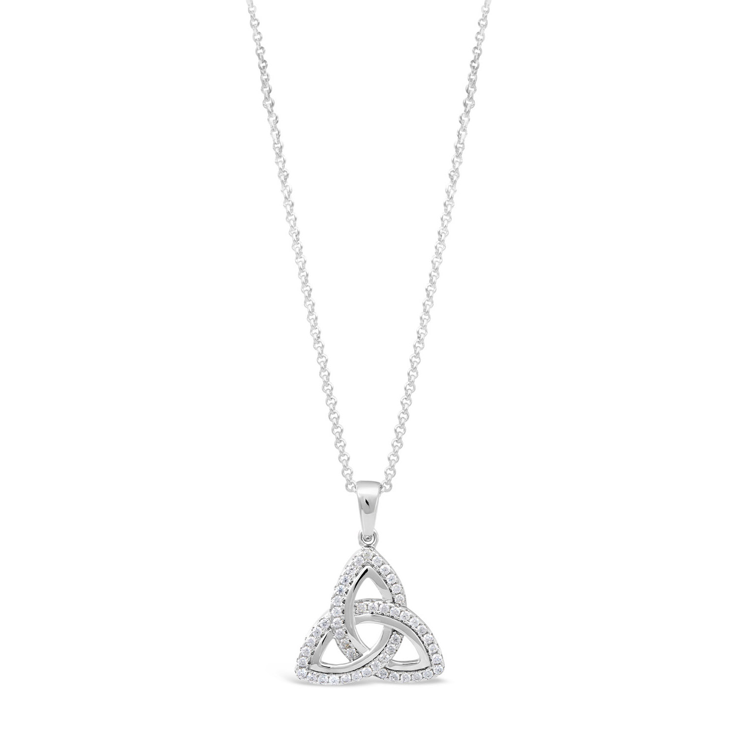 Silver Cubic Zirconia Trinity Knot Pendant Ladies