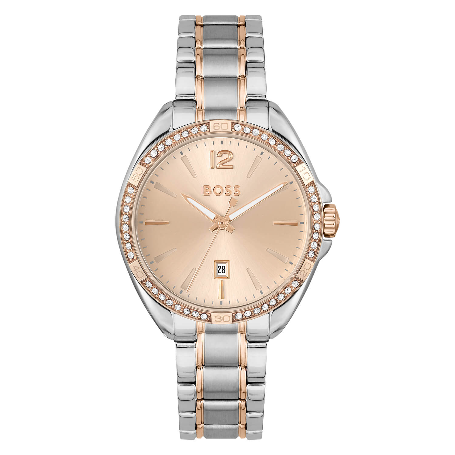 Felina 32mm Quartz Rose Dial Steel & Gold IP Case Bracelet Ladies