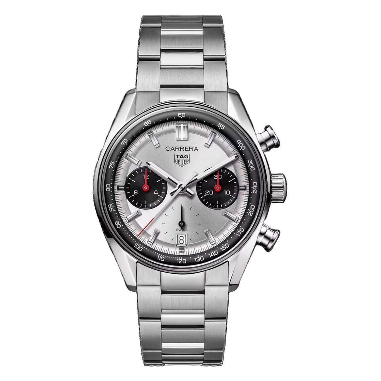 Carrera Chronograph 39mm Silver Dial Stainless Steel Bracelet Men's