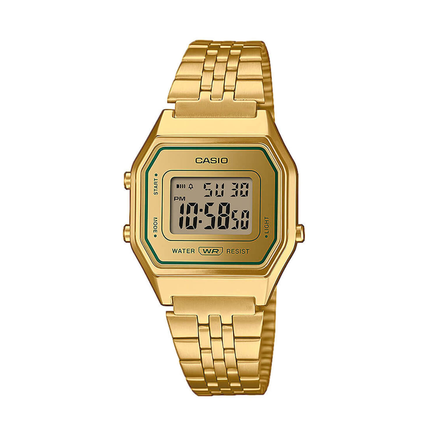 33.5x28.6mm Gold Digital Display Gold Tone Stainless Steel Bracelet