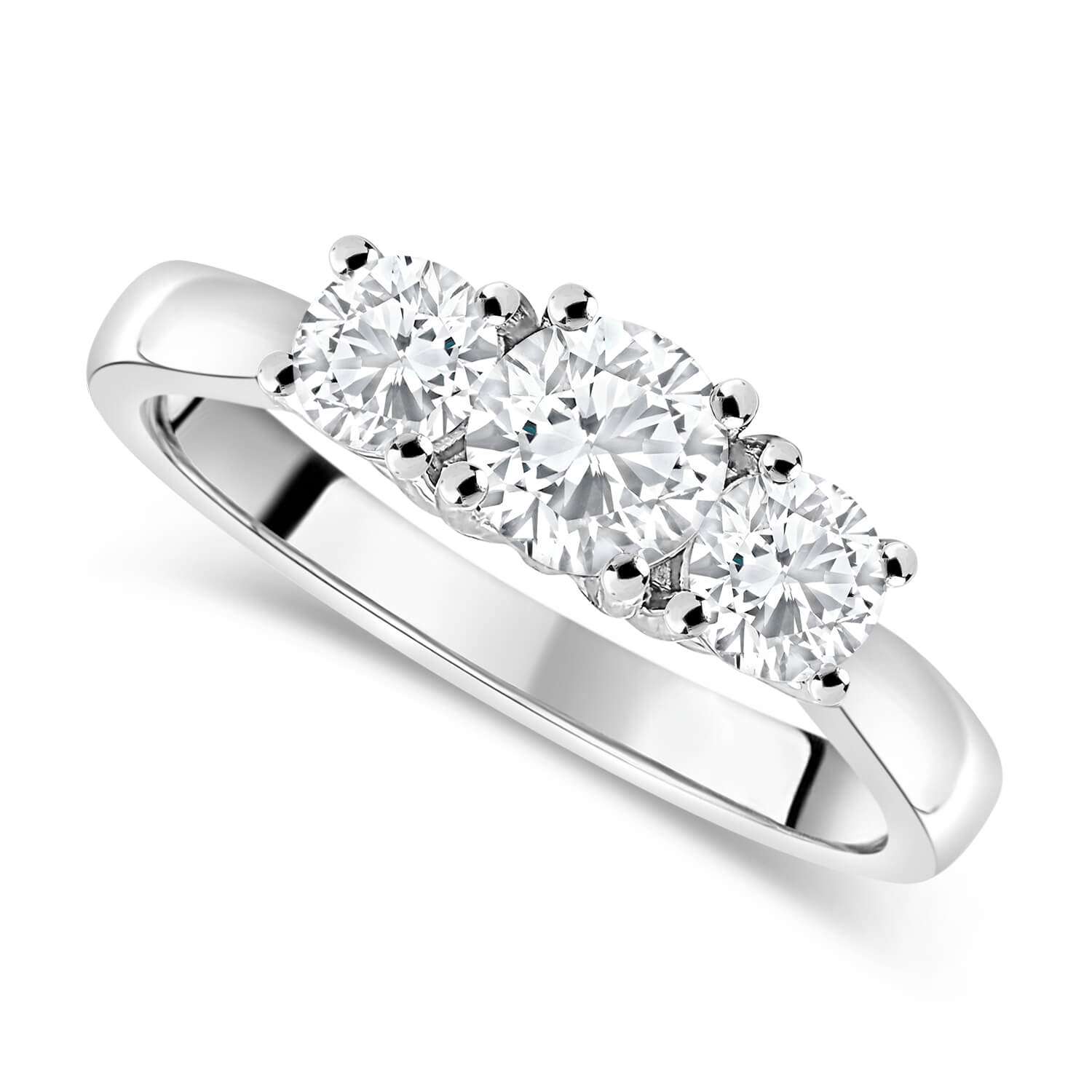 18ct Gold 1.00ct Trilogy Diamond Tulip Setting Ring Ladies Size: M