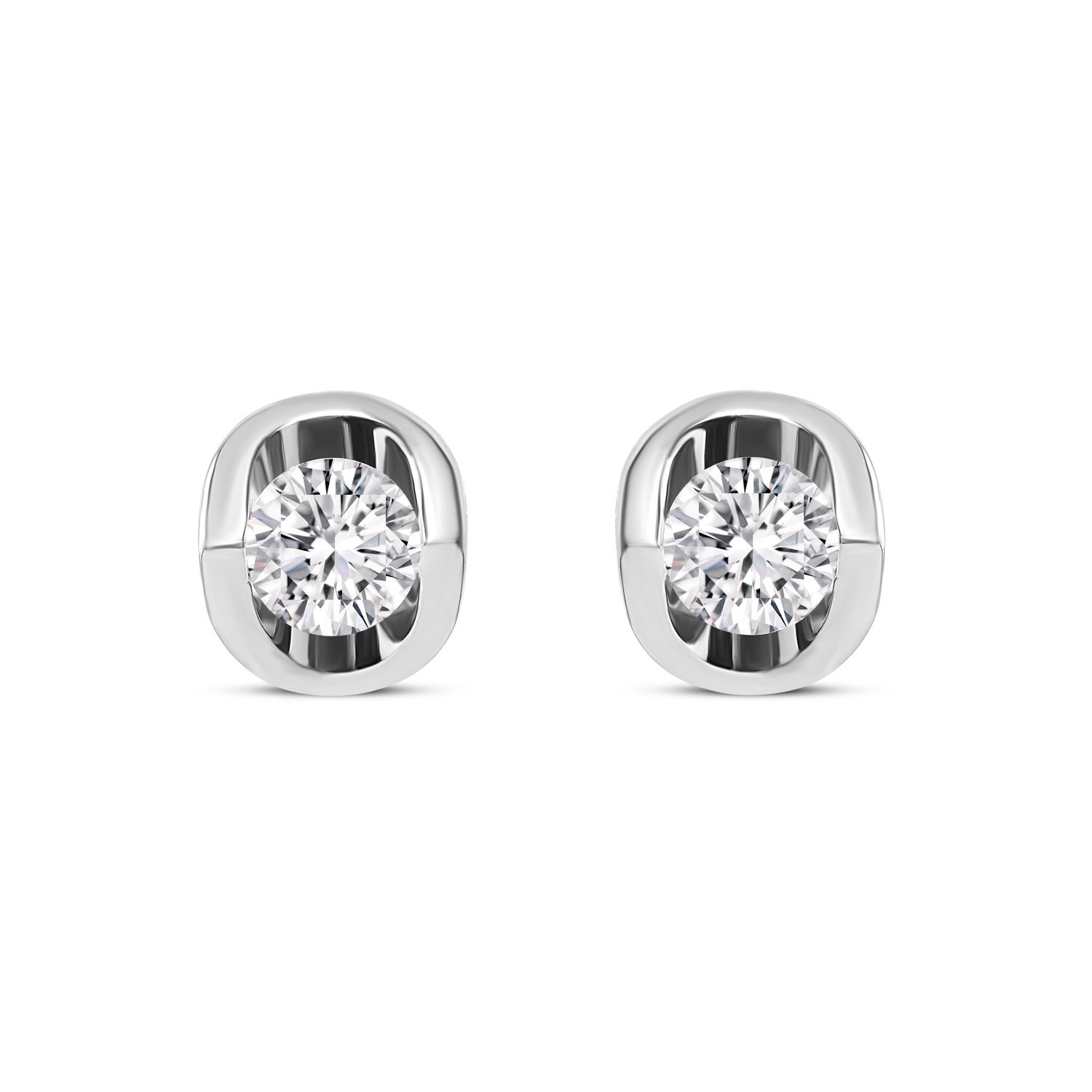 9ct White Gold 0.50ct Diamond Mirror Setting Stud Earrings