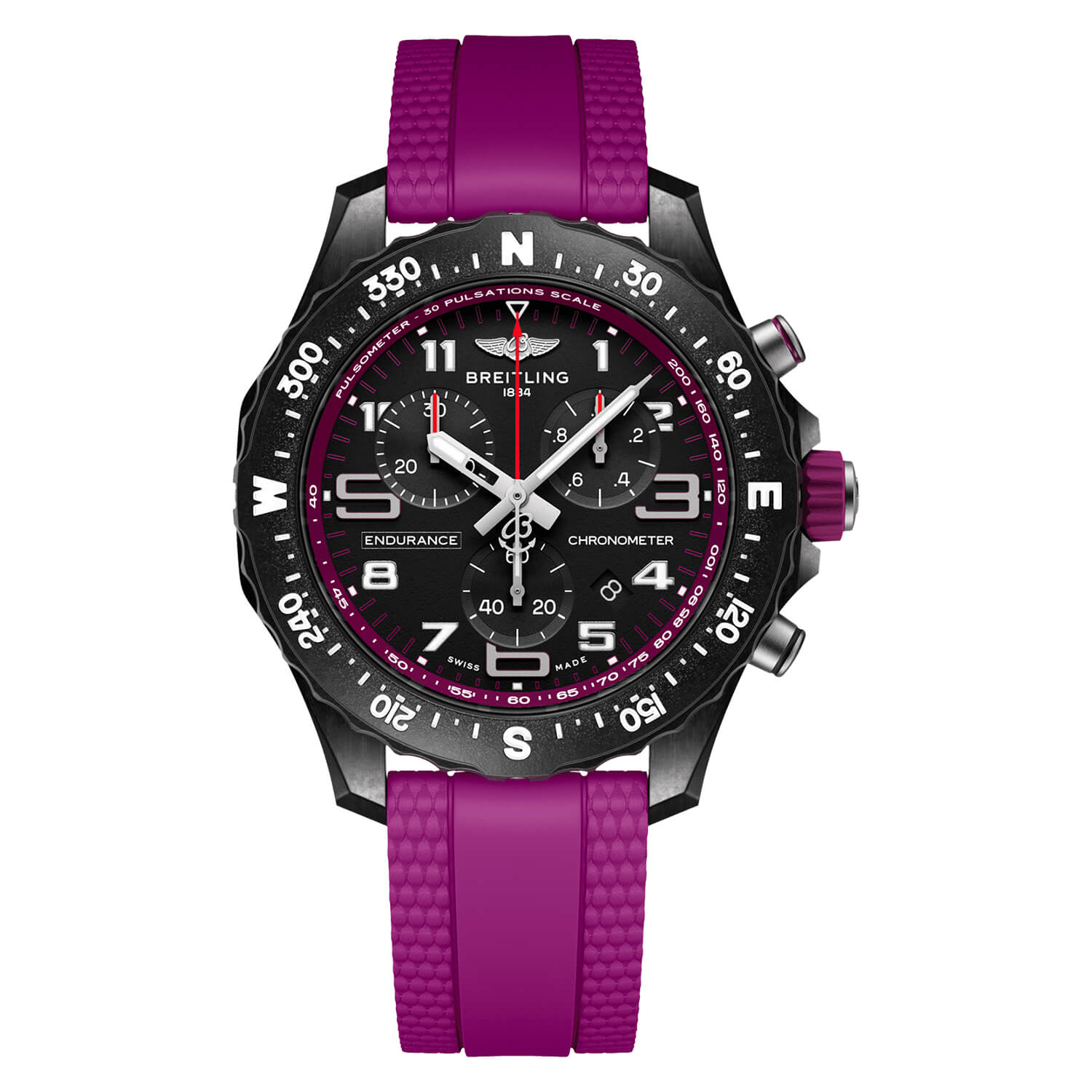 Professional Endurance Pro 38mm Black Dial Purple Rubber Strap