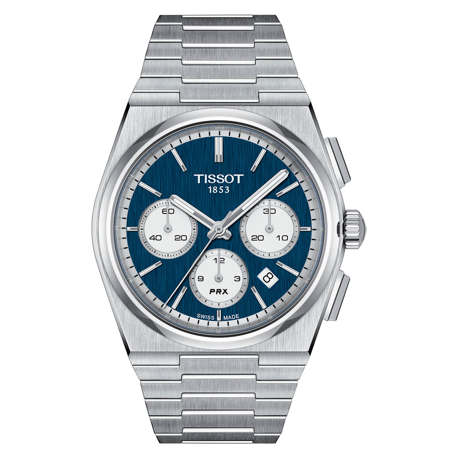 Tissot PRX Chronograph 42mm Automatic Blue Dial Steel Case Bracelet Watch