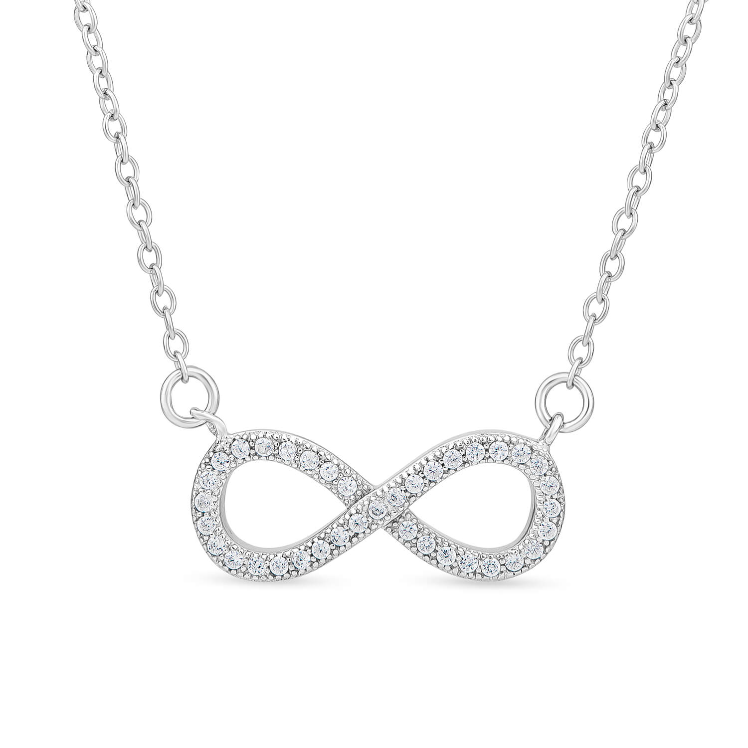 Silver Cubic Zirconia Inifinity Necklet Ladies
