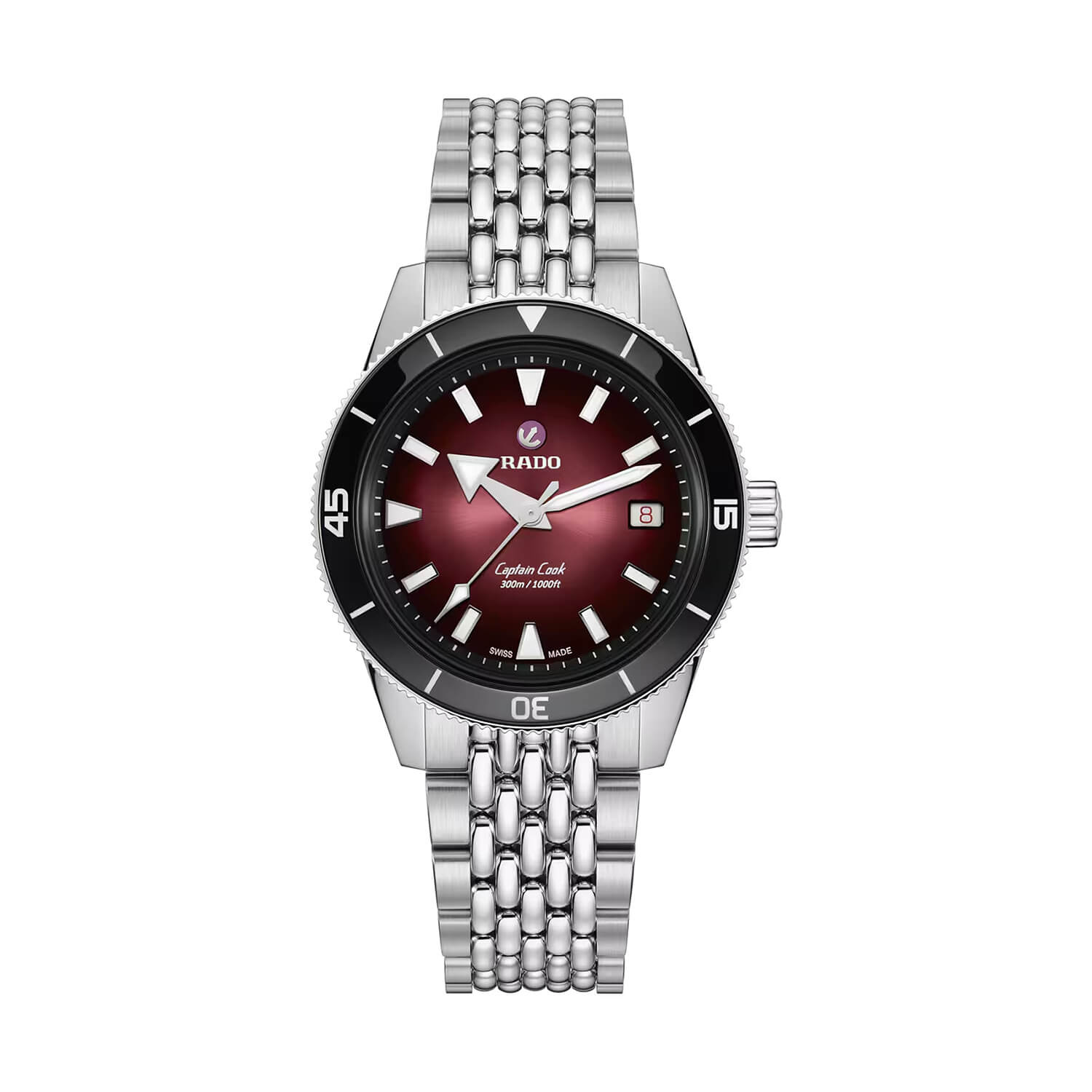 Captain Cook 39mm Red Dial Stainless Steel Bracelet Men's