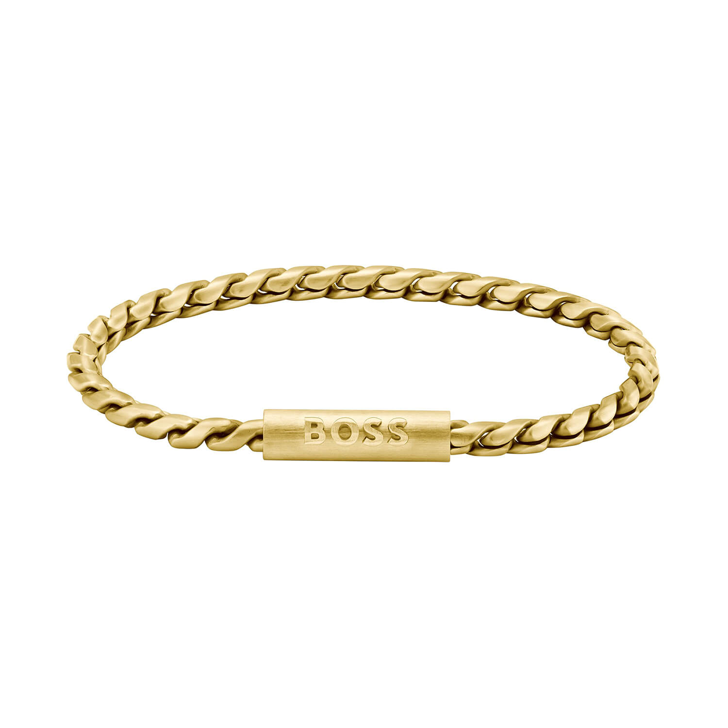 Doran Gold Tone Steel Braided Chain Bracelet Men's