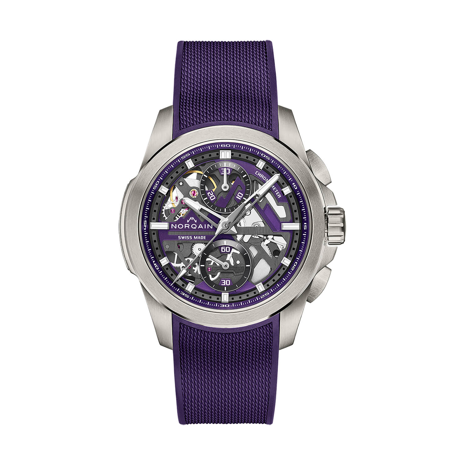 Independence Skeleton Chrono 42mm Dial Titanium Case Purple Rubber Strap Men's