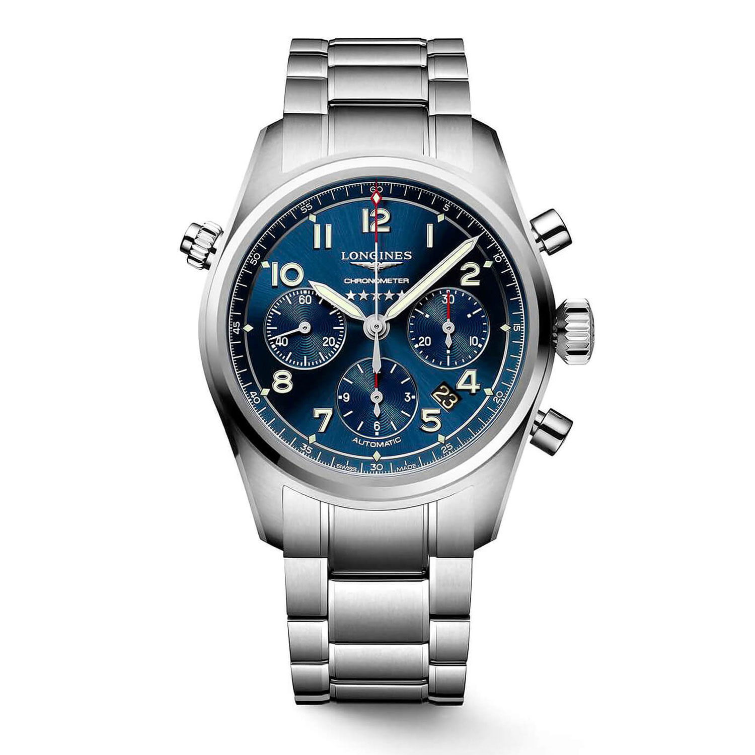 Longines Avigation Spirit 42mm Blue Chronograph Steel Case Watch