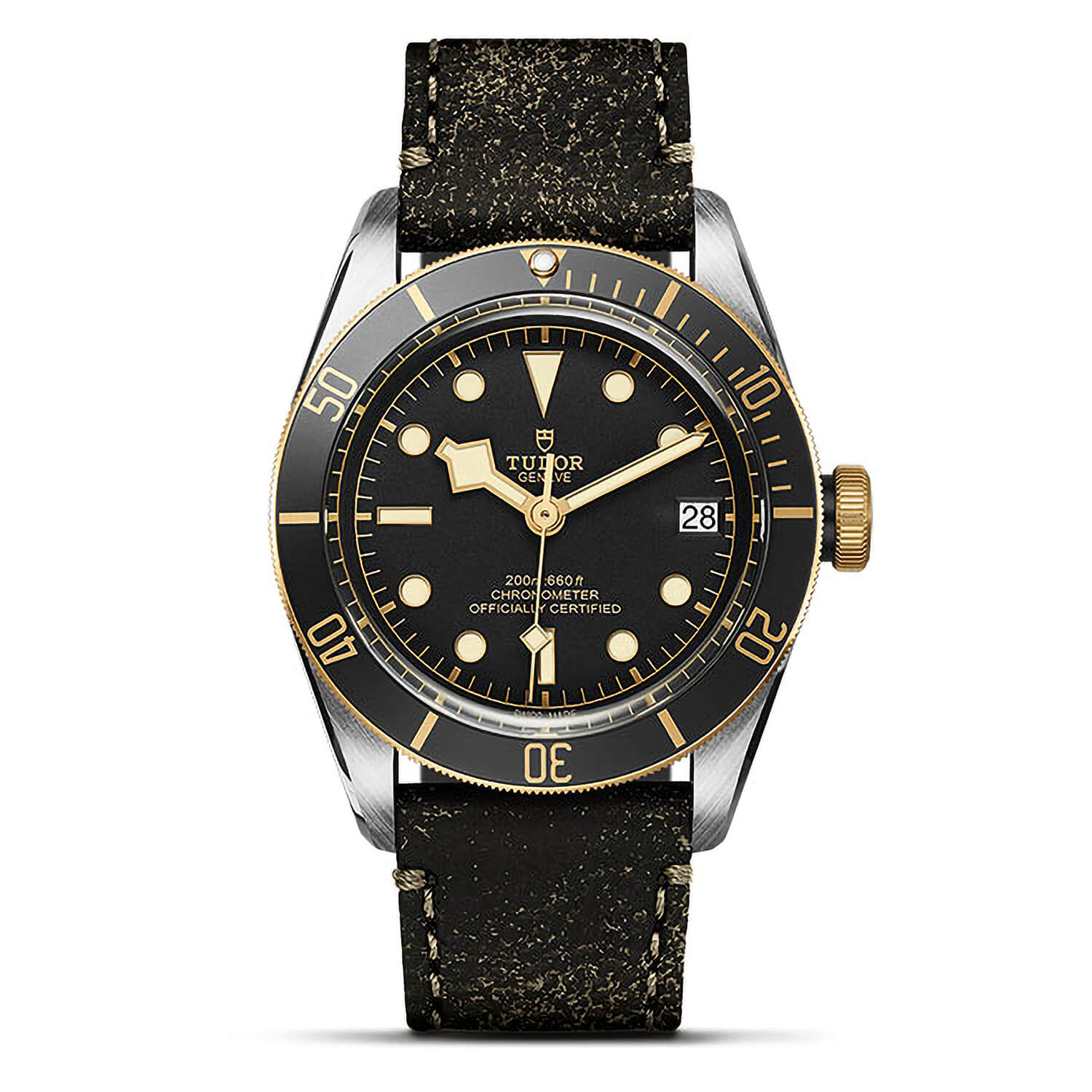 Black Bay S&G Steel & Gold Black Leather Men's