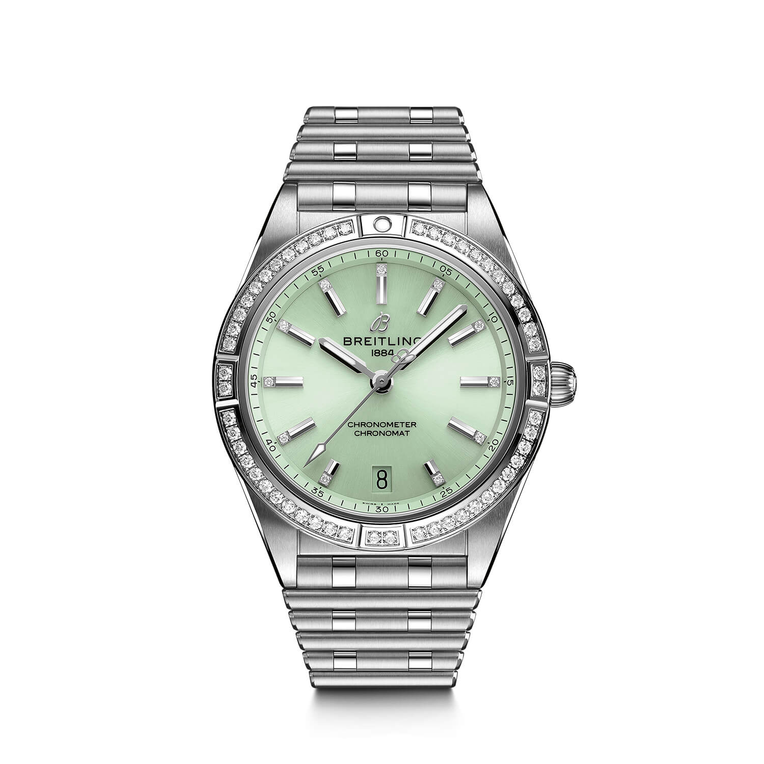 Chronomat 36mm Green Diamond Dot Diamond Steel Ladies