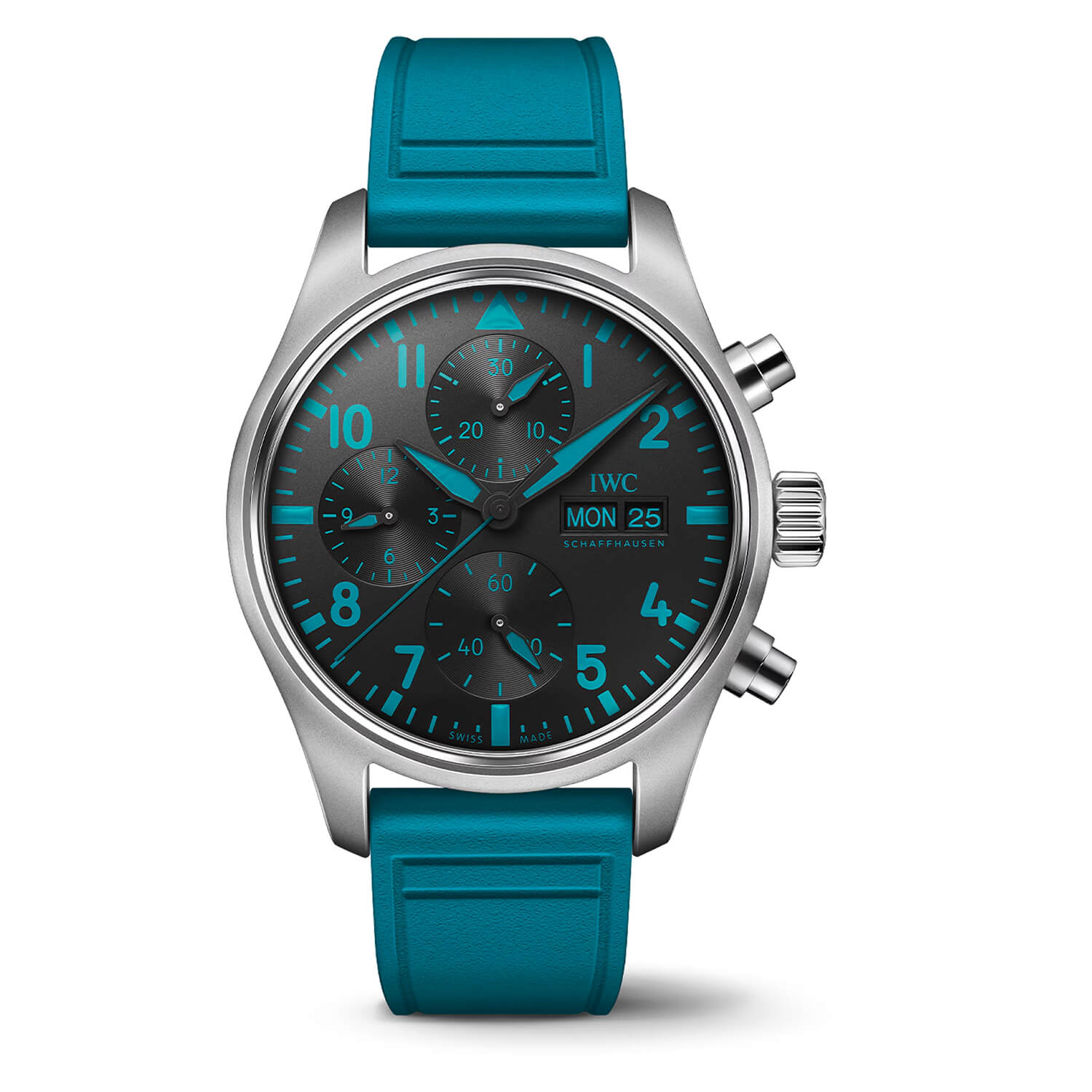 Schaffhausen Pilot's Chronograph 41 "Mercedes-AMG Petronas" Green Rubber Strap Men's