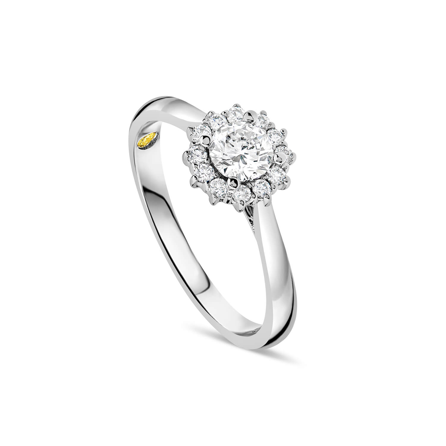 18ct Gold 0.55ct Diamond Classic Halo Ring Ladies Size: J