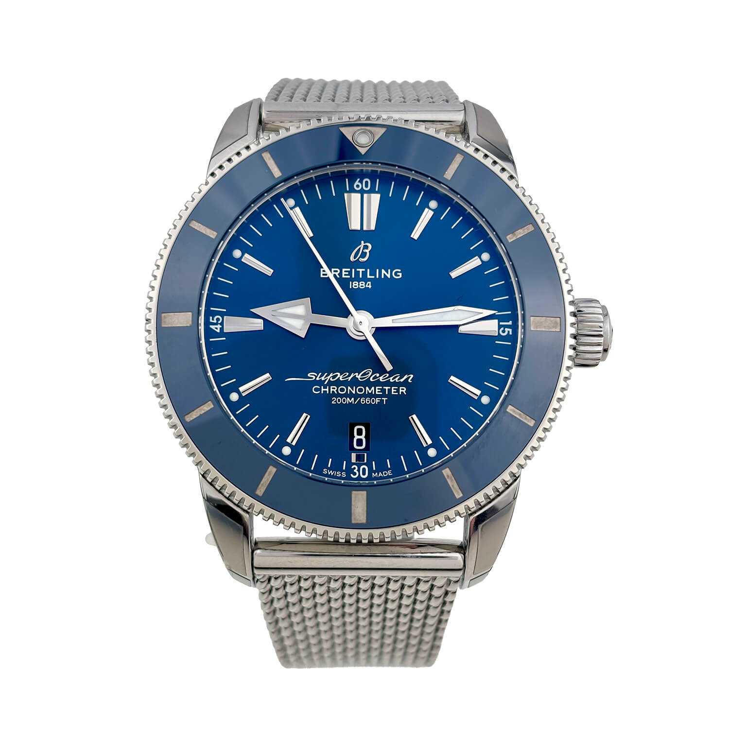Pre-Owned Superocean Heritage II B20 Automatic 44mm Blue Dial Steel Bracelet Men's
