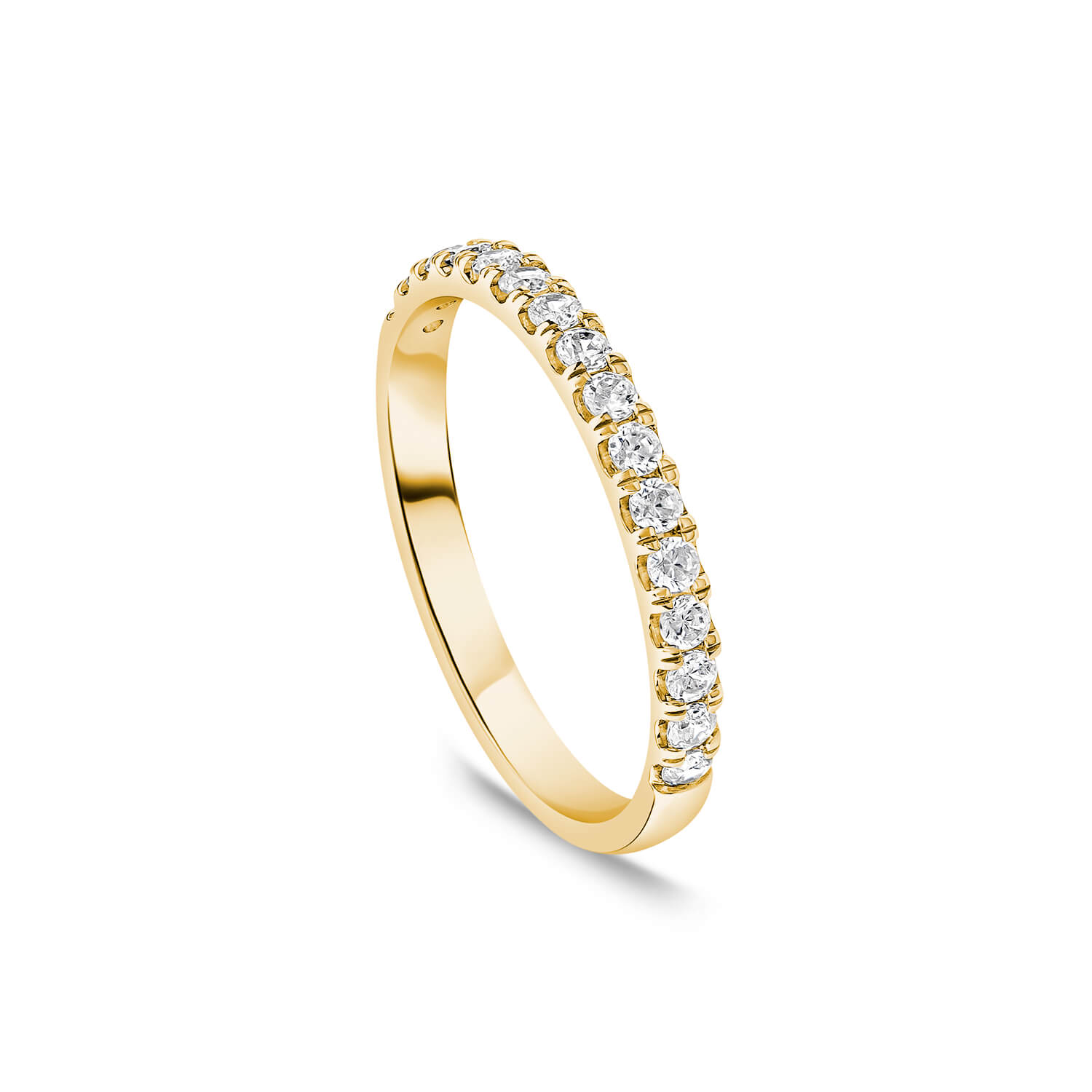 9ct Gold 2mm 0.25ct Diamond Split Claw Wedding Ring Ladies Size: I