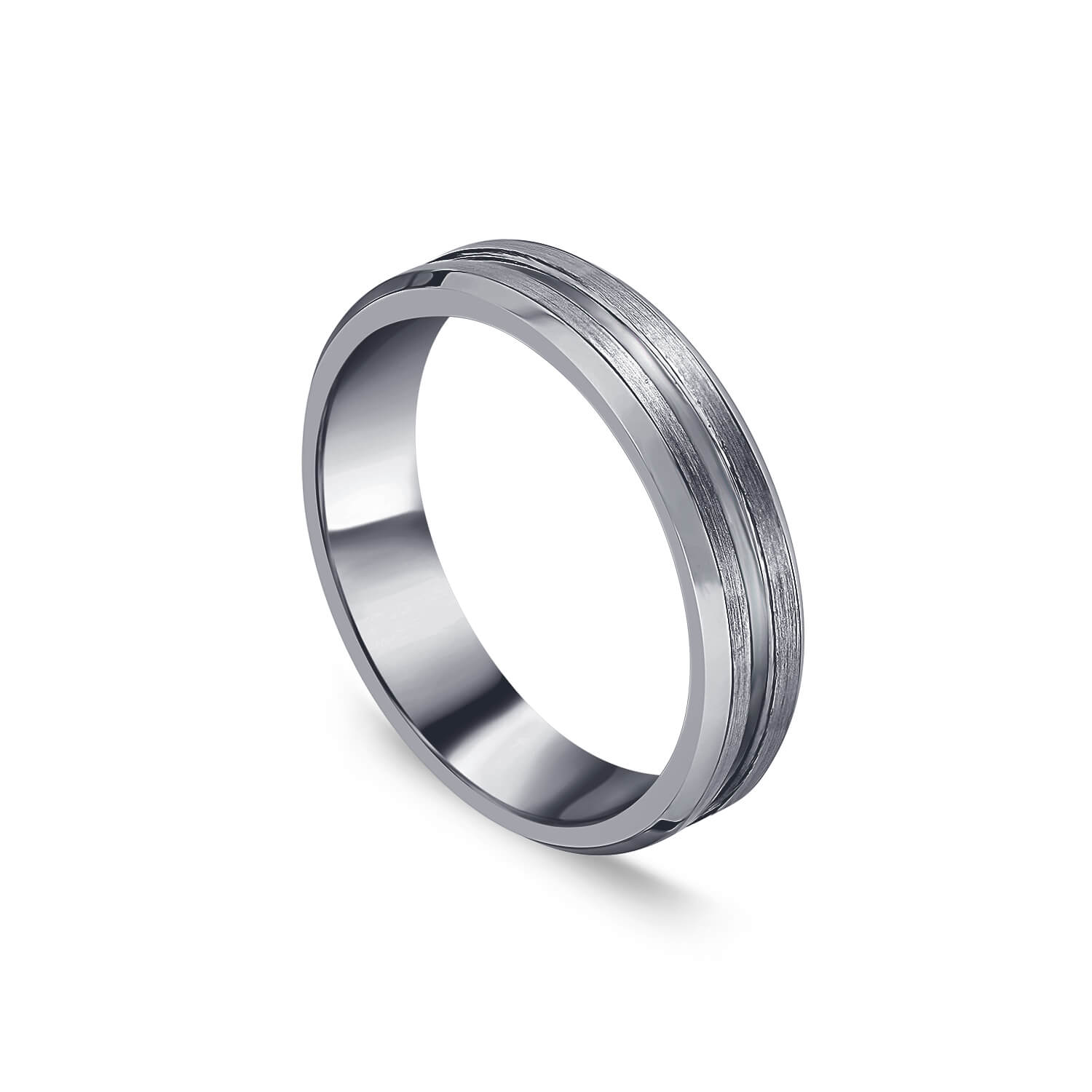 Tungsten Matte Centre Groove Edge 5mm Men's Ring Size: Q