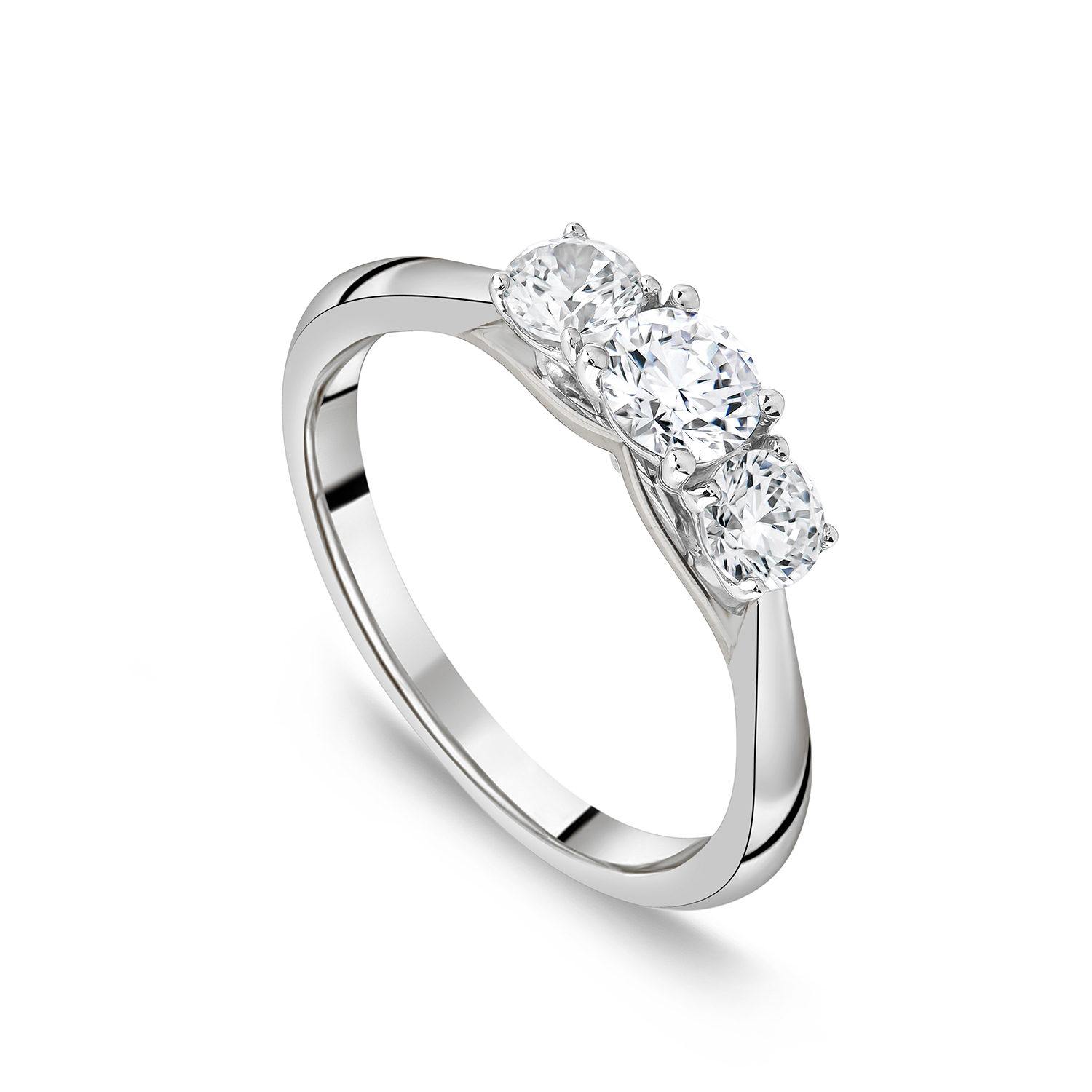Platinum Orchid Setting 0.75ct Diamond Three Stone Ring Ladies Size: K